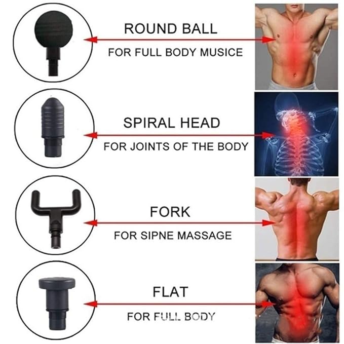 Handheld 6 in 1 Percussion Massage Gun with 4 Heads