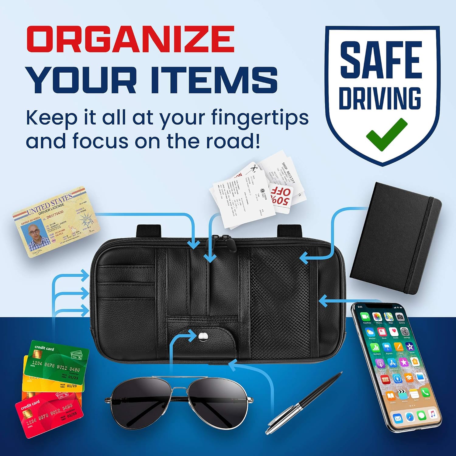 Car Sun Visor Organizer