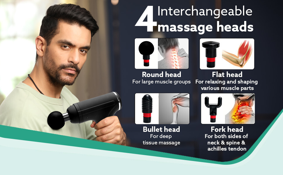 Handheld 6 in 1 Percussion Massage Gun with 4 Heads