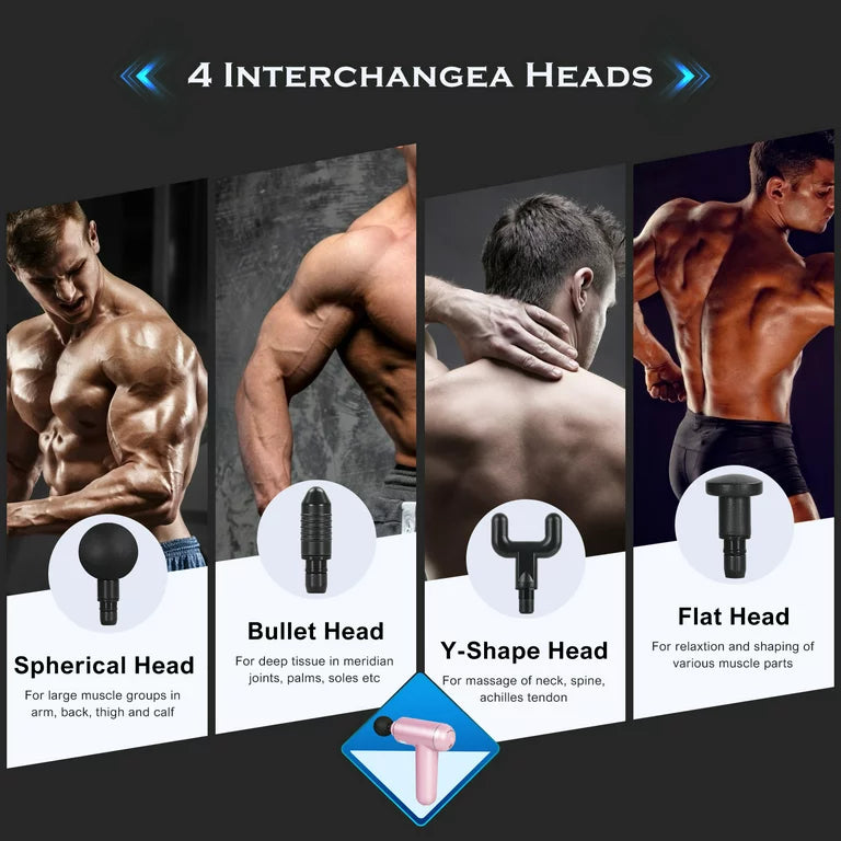 Handheld 6 in 1 Percussion Massage Gun with 4 Heads